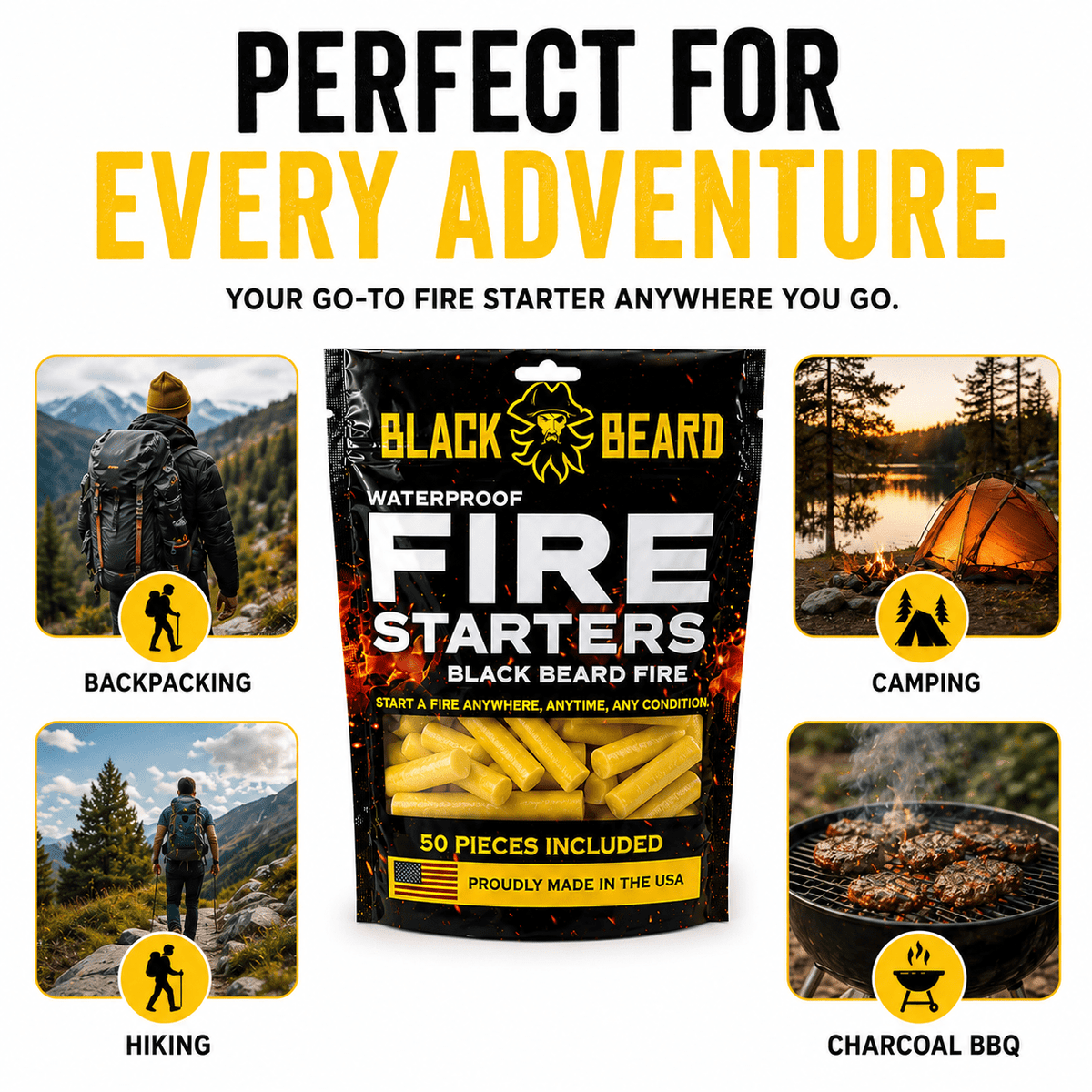 Fire Plugs - Fire Starter Tinder - Spirit of 1876 - Black Beard Fire Starters
