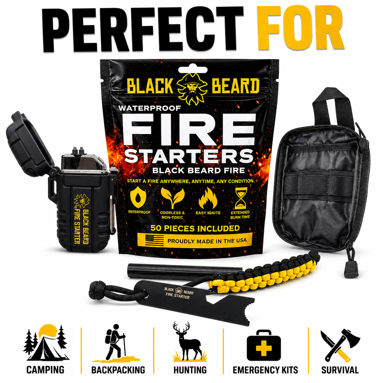 Black Beard Fire Plug Kit | Fire Starter Kit - Spirit of 1876 - Black Beard Fire Starters