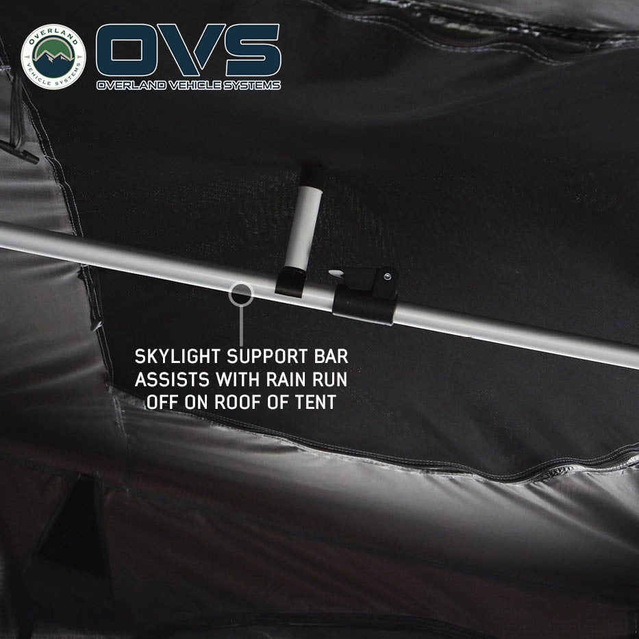 OVS HD Bushveld 4 Person Cantilever Hard Shell Roof Top Tent Grey Body & Tan Rainfly