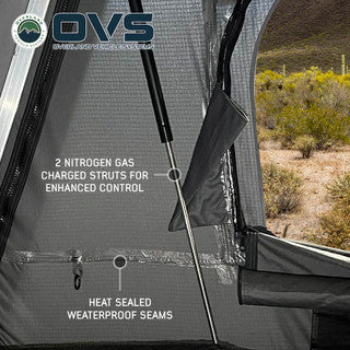 OVS HD Bushveld 4 Person Cantilever Hard Shell Roof Top Tent Grey Body & Tan Rainfly