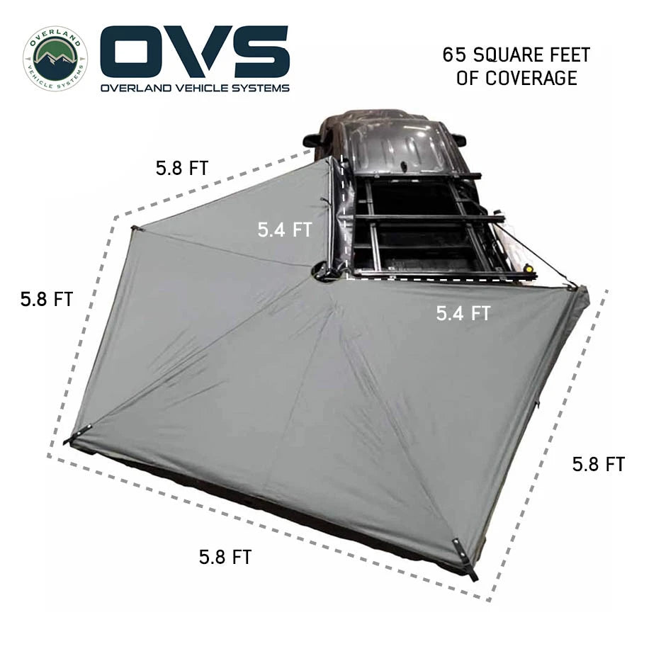 OVS HD Nomadic 270 LTE Awning - Driver Side - Dark Gray with Black Travel Cover