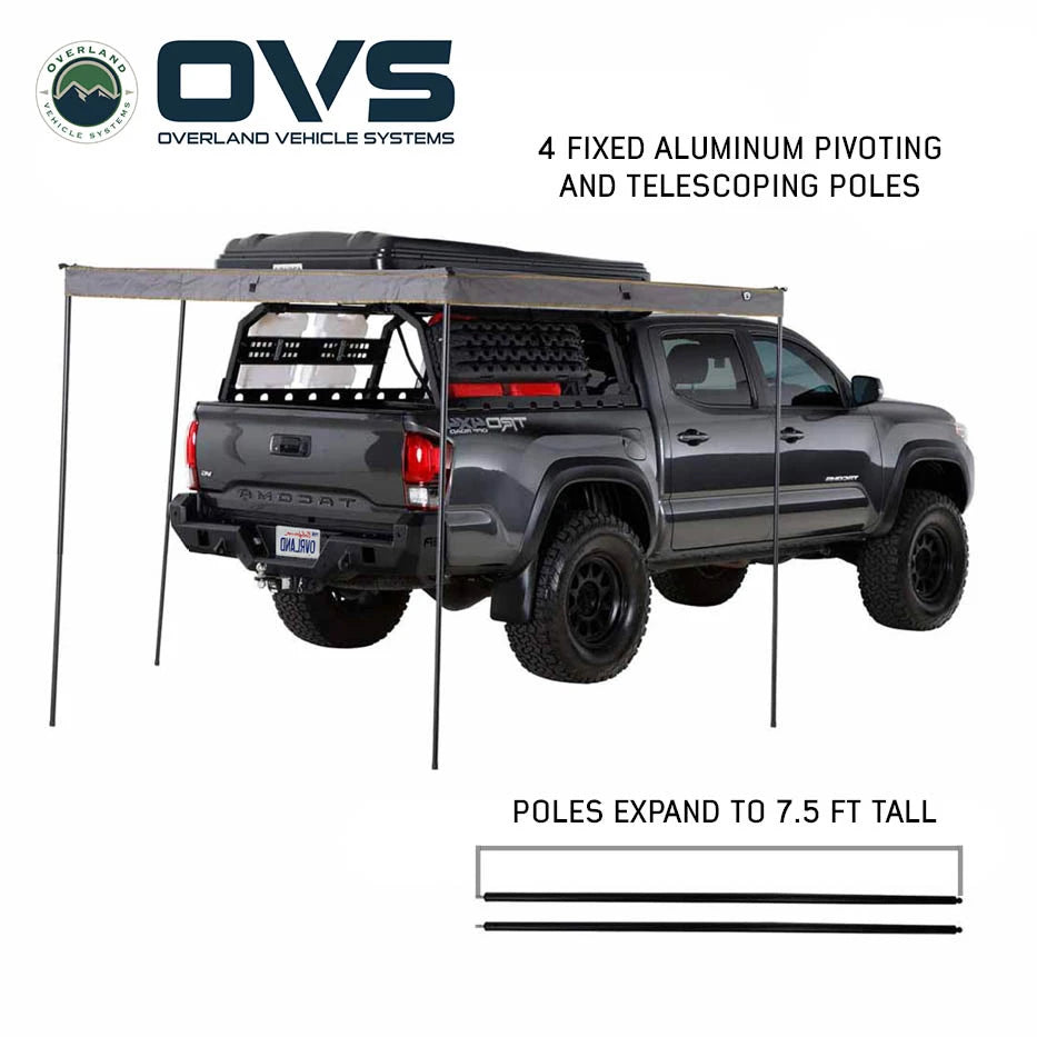 OVS HD Nomadic 270 LTE Awning - Passenger Side - Dark Gray with Black Travel Cover