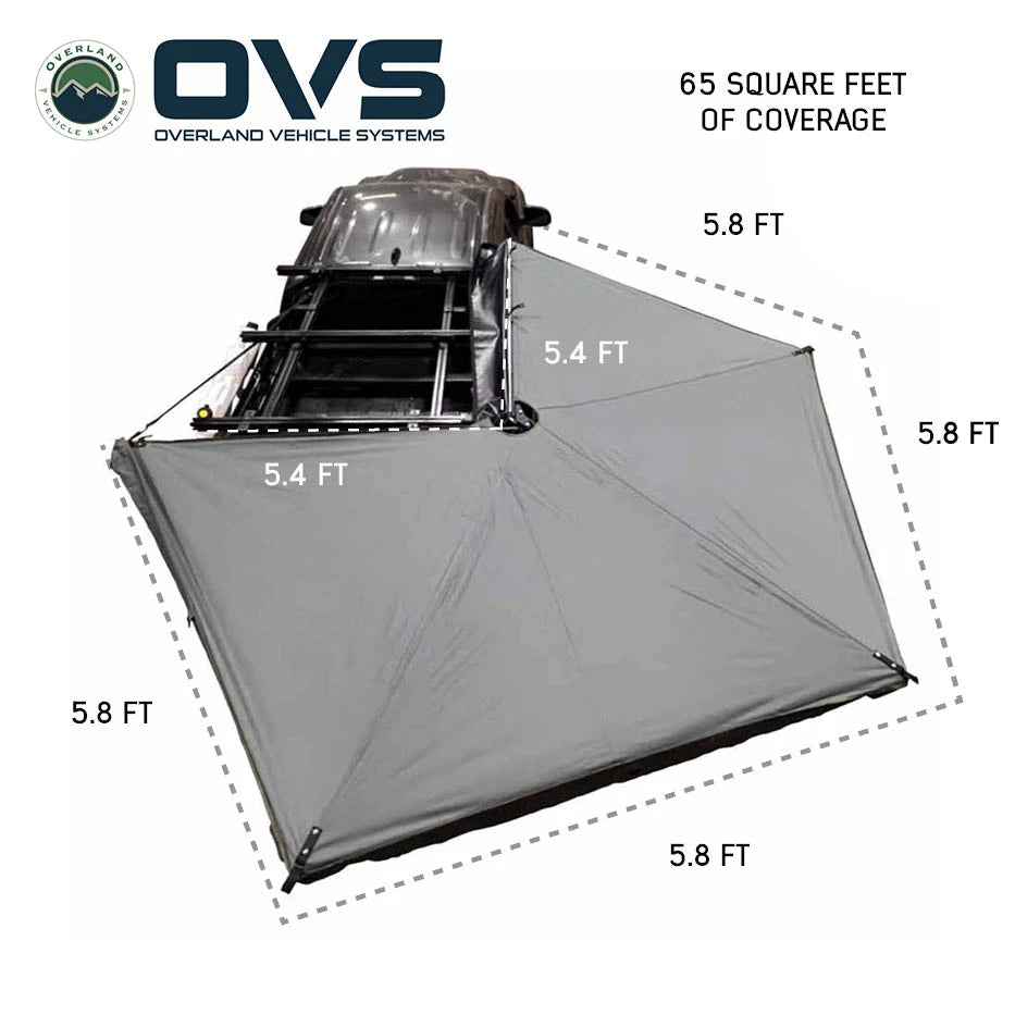 OVS HD Nomadic 270 LTE Awning - Passenger Side - Dark Gray with Black Travel Cover