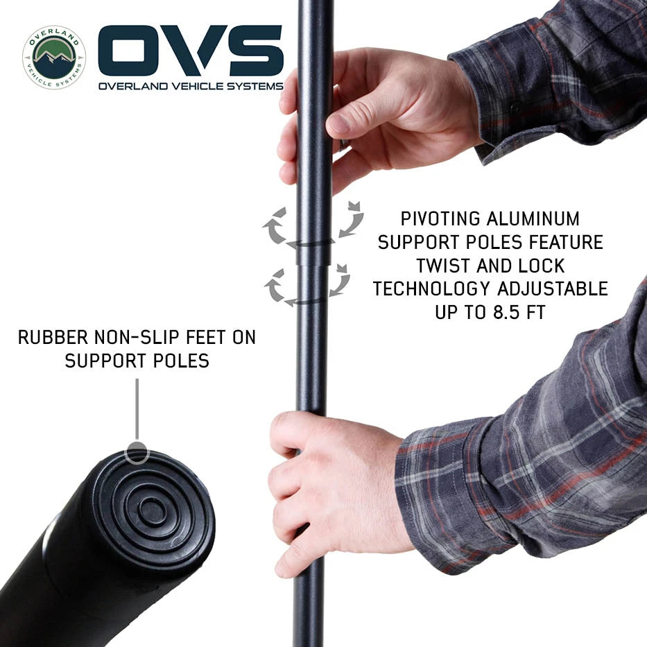 OVS HD Nomadic 270 LTE Awning - Passenger Side - Dark Gray with Black Travel Cover
