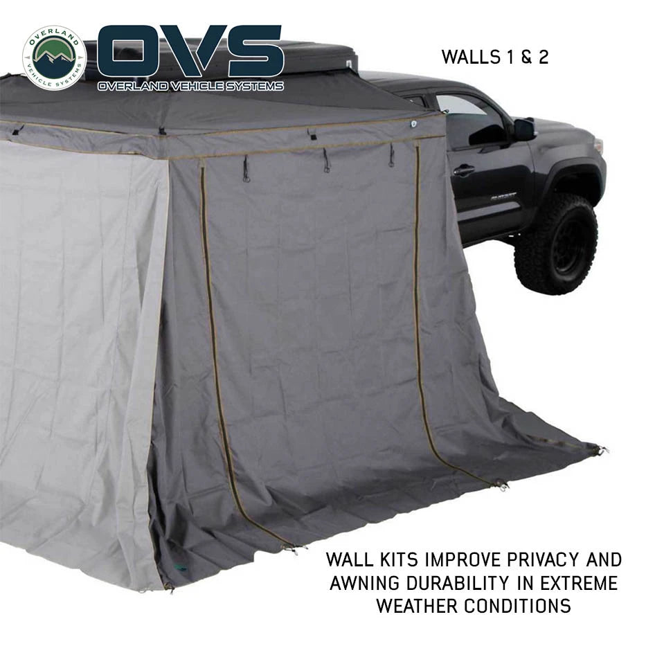 OVS HD Nomadic 270 LTE Awning Walls - Dark Grey with Green Trim