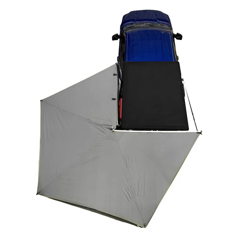 OVS HD Nomadic 270 LT Awning - Driver Side - Dark Gray With Black Travel Cover with Bracket Kit