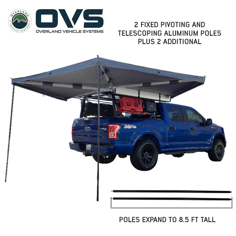 OVS HD Nomadic 270 LT Awning - Passenger Side - Dark Gray With Black Travel Cover with Bracket Kit