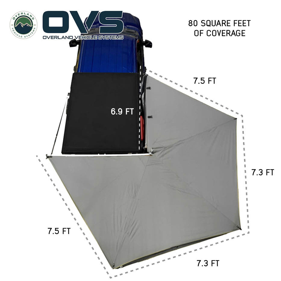 OVS HD Nomadic 270 LT Awning - Passenger Side - Dark Gray With Black Travel Cover with Bracket Kit