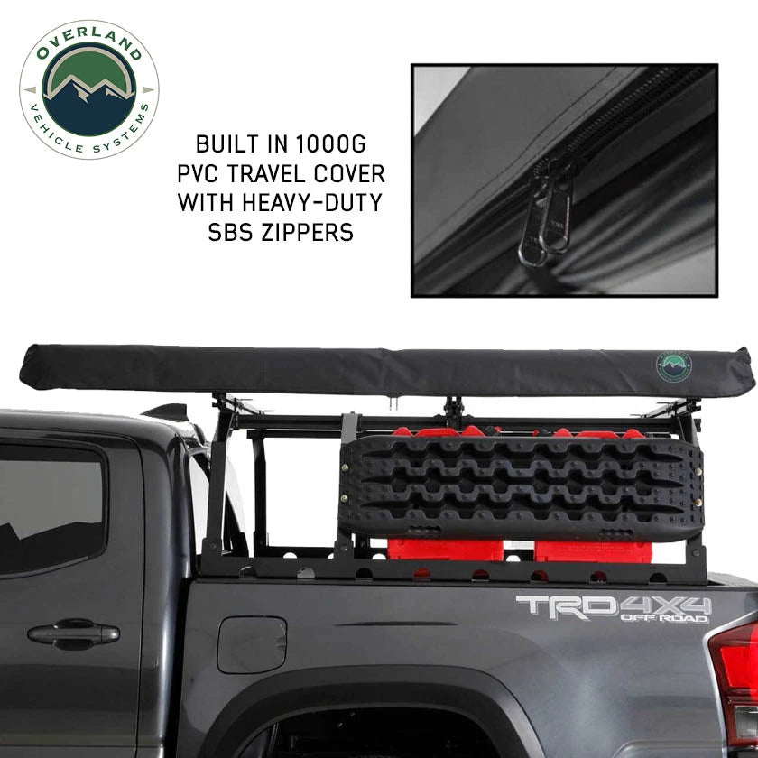 OVS HD Nomadic 90 Degree Awning 6.5 ft x 8.0 ft - Grey Body, Green Trim & Black Travel Cover