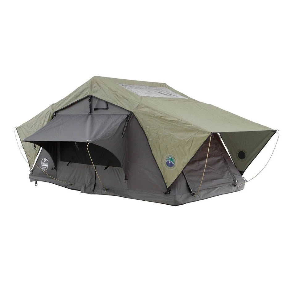 OVS HD Nomadic Standard 2 Person Soft Shell Roof Top Tent - Grey Body & Green Rainfly
