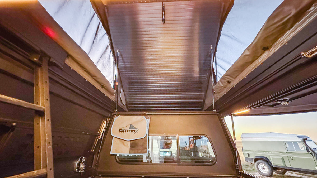 Dirtbox Canopy Camper – Modular Truck Camper Shell / Topper for Mid-Size & Full-Size Trucks (Tacoma, Rivian, Tundra, F-150, Quatermaster, Gladiator, Ram, Silverado)
