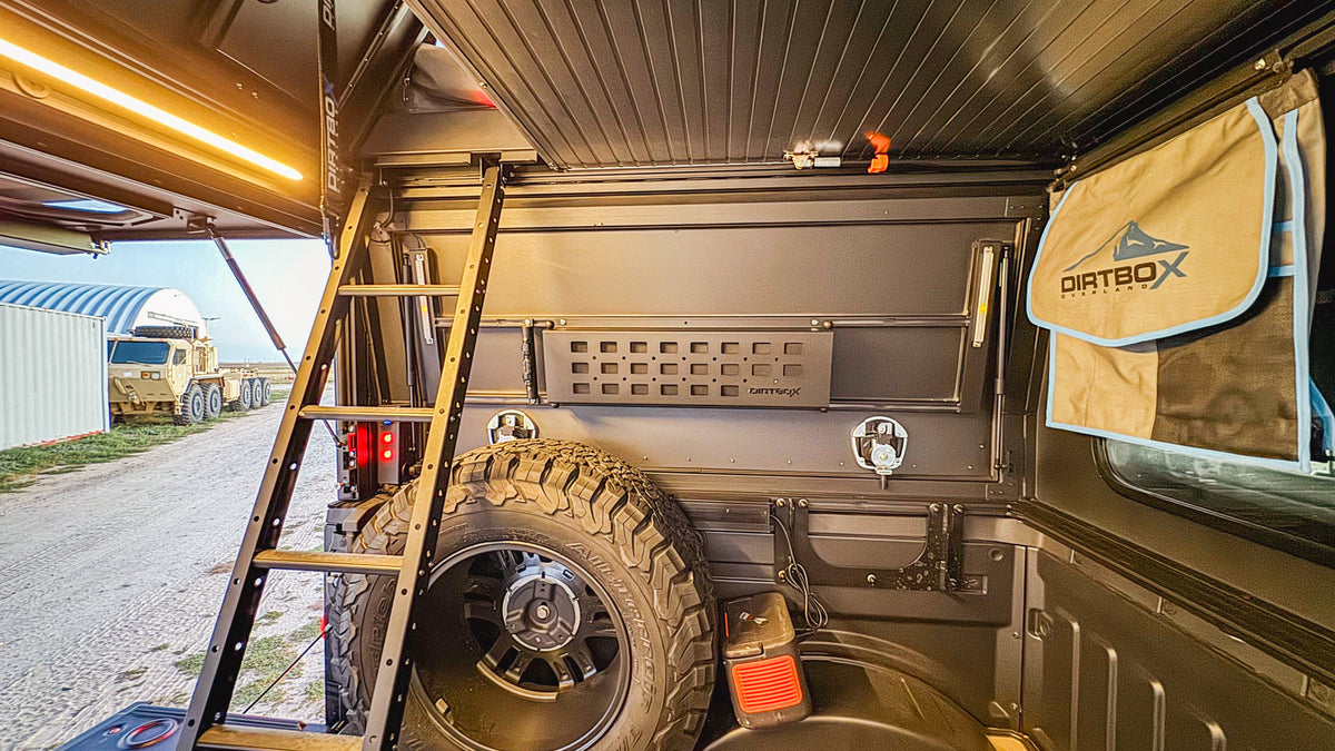 Dirtbox Canopy Camper – Modular Truck Camper Shell / Topper for Mid-Size & Full-Size Trucks (Tacoma, Rivian, Tundra, F-150, Quatermaster, Gladiator, Ram, Silverado)