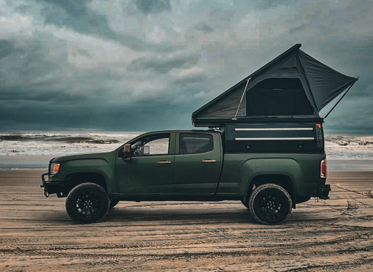 Dirtbox Canopy Camper – Modular Truck Camper Shell / Topper for Mid-Size & Full-Size Trucks (Tacoma, Rivian, Tundra, F-150, Quatermaster, Gladiator, Ram, Silverado)