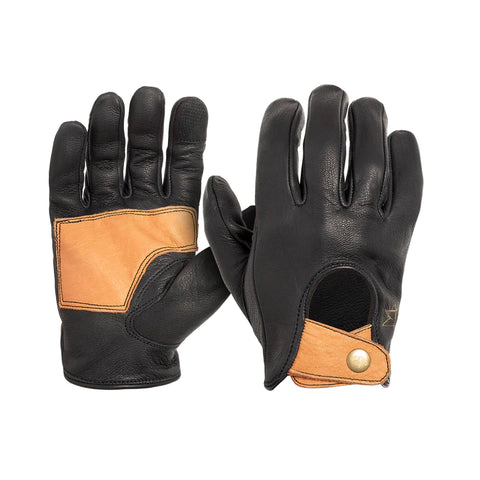 MBO DIPPED LEATHER DEER GLOVE: LION GUARD DRIVING GLOVE: BLACK/BROWN