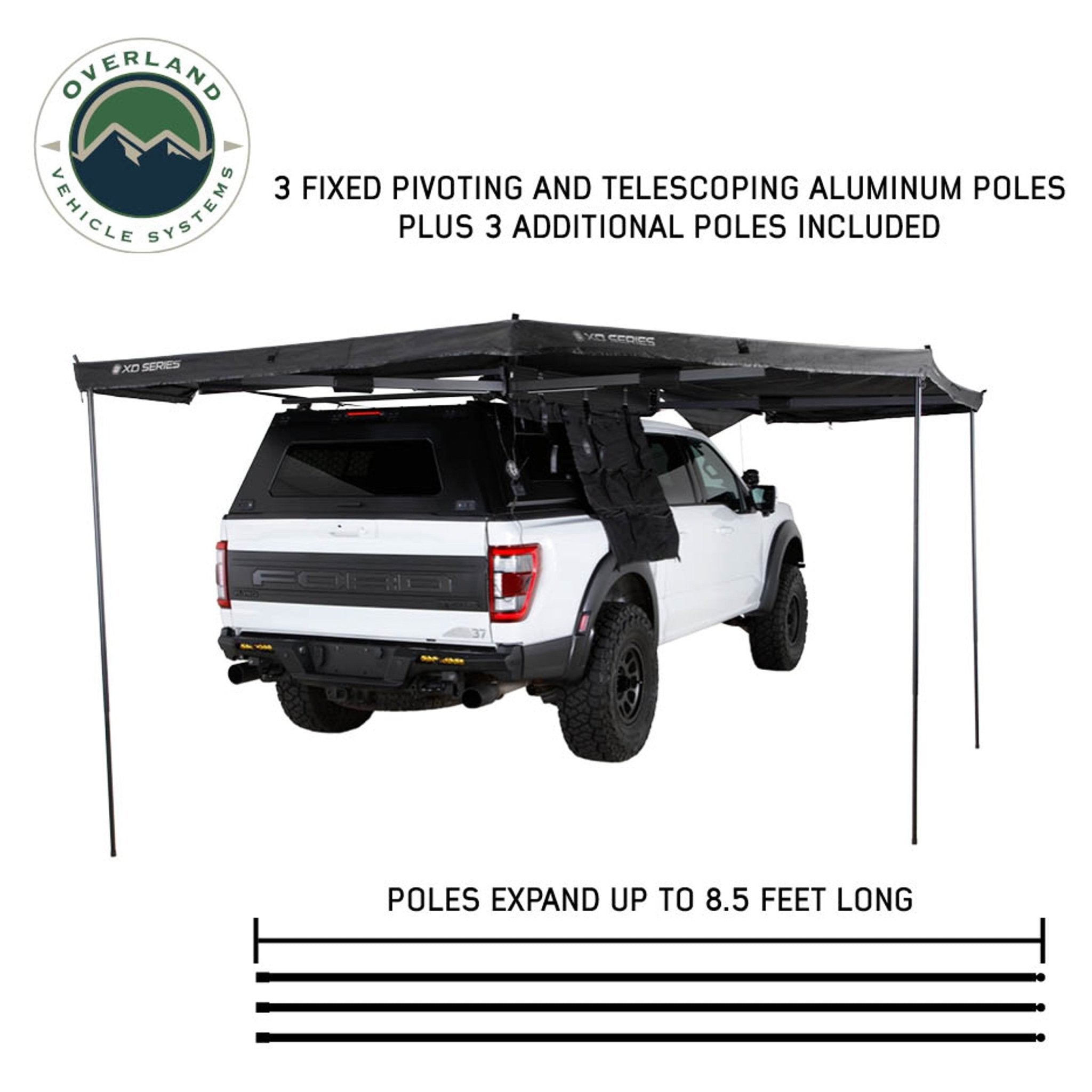 XD Nomadic 270 Degree Awning W/Lights & Black Out - Black Body, Grey Trim & Black Travel Cover - Spirit of 1876OVS
