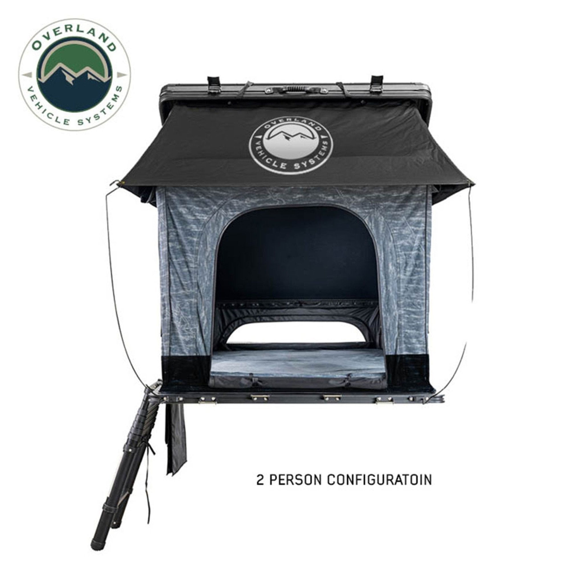 OVS XD Lhotse Clam Shell Aluminum Hard Shell Roof Top Tent, Blue Body & Black Rainfly - Spirit of 1876OVS