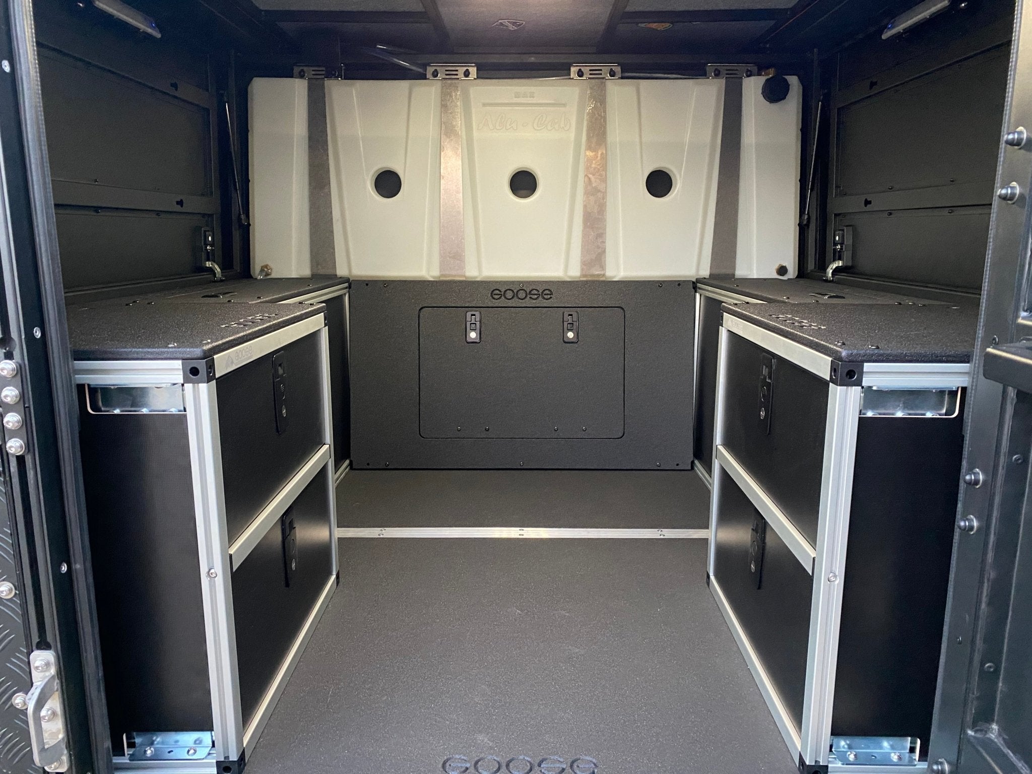 Alu - Cab Alu - Cabin Canopy Camper - Ram 2500 & 3500 2009 - Present 4th & 5th Gen. - Lower Bulkhead Panel - Spirit of 1876 - Goose Gear