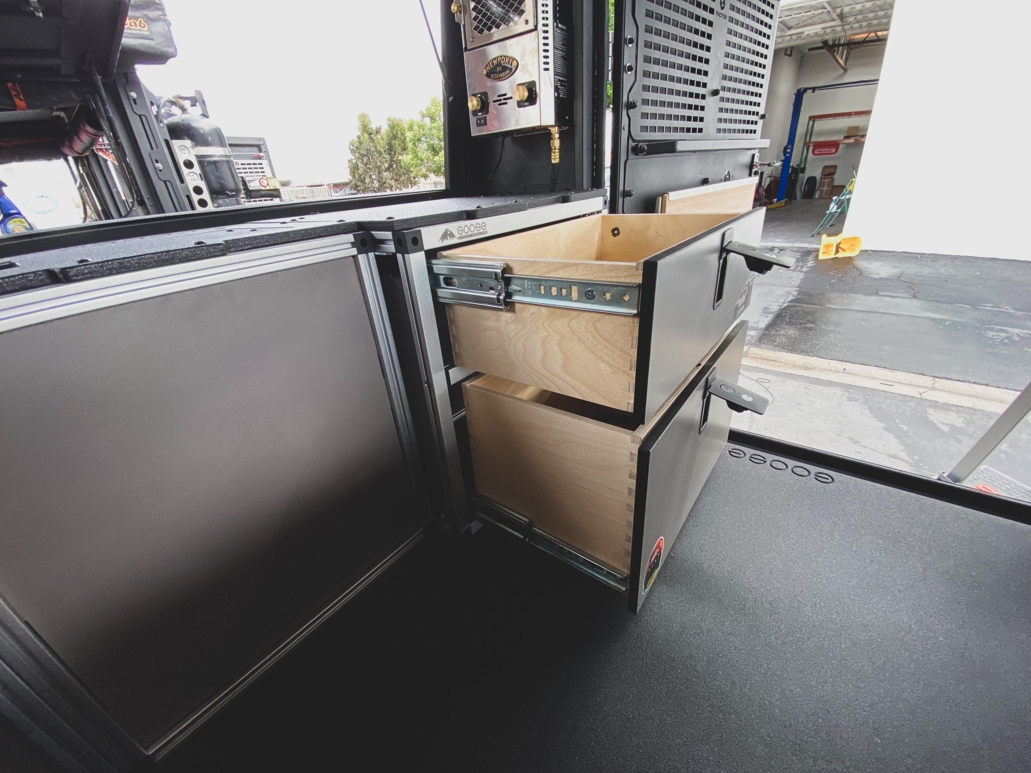 Alu - Cab Alu - Cabin Canopy Camper - Ram 2500 & 3500 2009 - Present 4th & 5th Gen. - Rear Double Drawer Module - Spirit of 1876 - Goose Gear