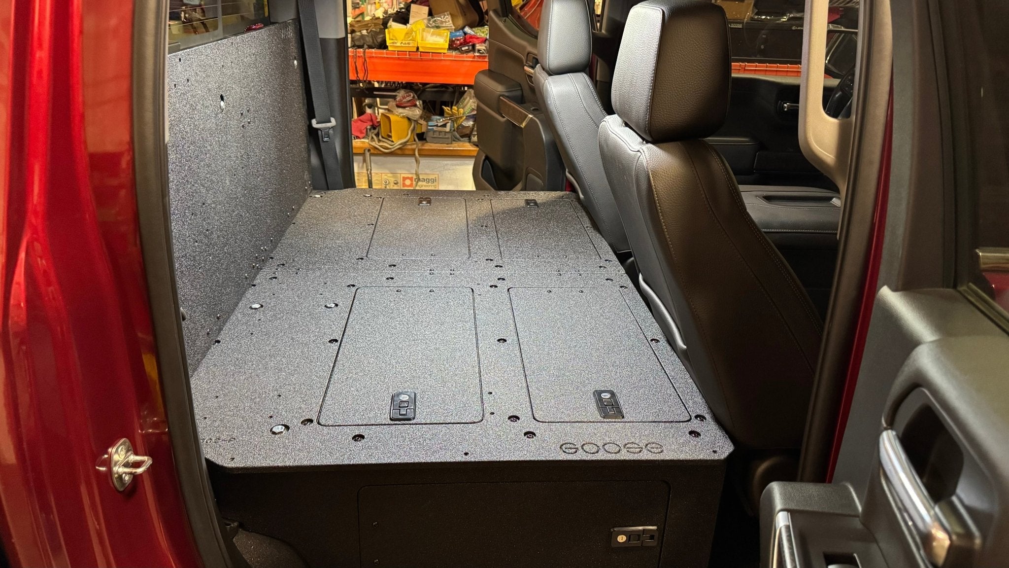 CHEVY - SILVERADO - 4TH GEN - GMC - SIERRA - 2019 - PRESENT - 5TH GEN - EXPLORE SERIES - CREW CAB - SEAT DELETE PLATE SYSTEM - SECOND ROW - 100% - Spirit of 1876 - Goose Gear