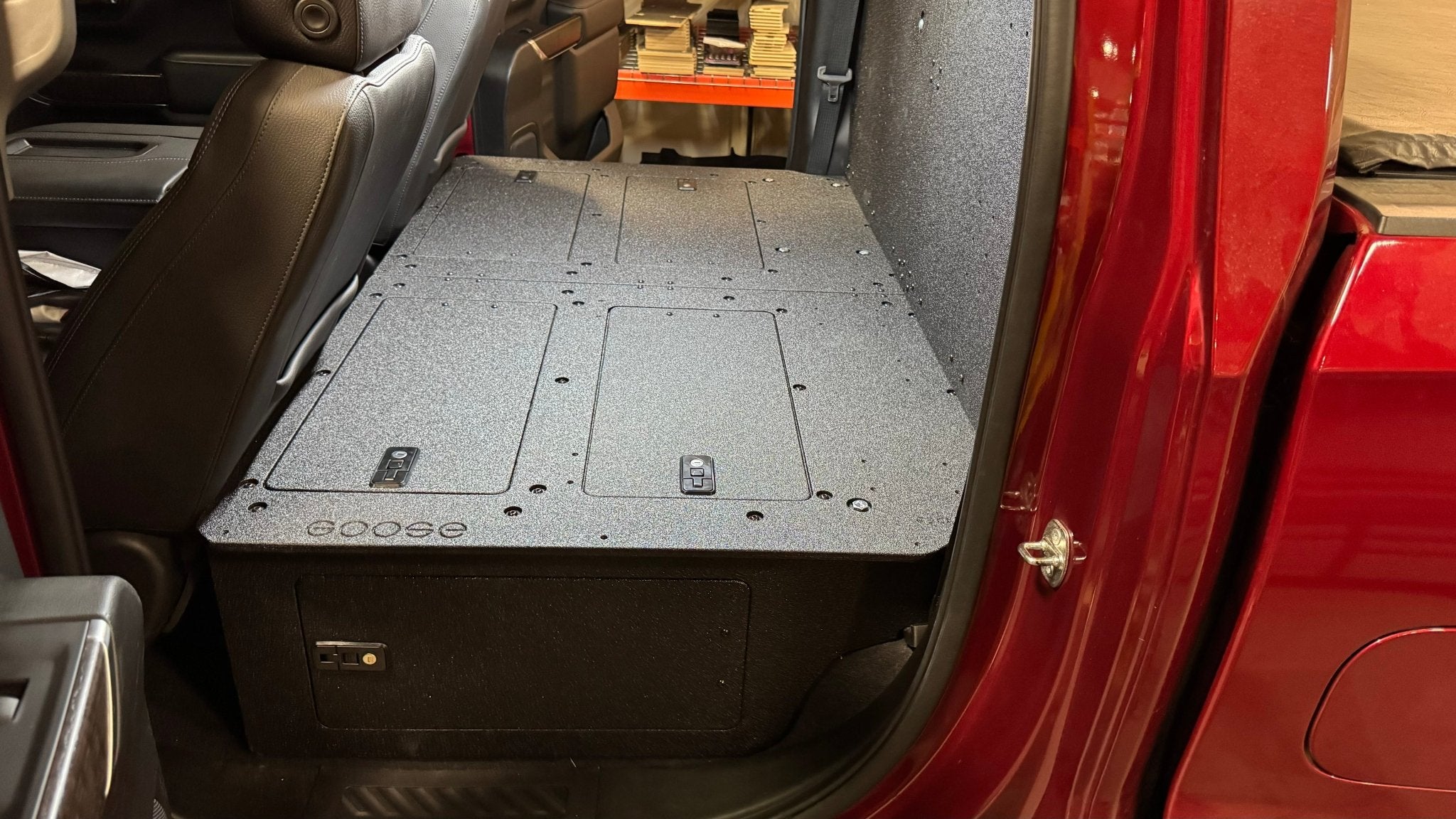 CHEVY - SILVERADO - 4TH GEN - GMC - SIERRA - 2019 - PRESENT - 5TH GEN - EXPLORE SERIES - CREW CAB - SEAT DELETE PLATE SYSTEM - SECOND ROW - 100% - Spirit of 1876 - Goose Gear