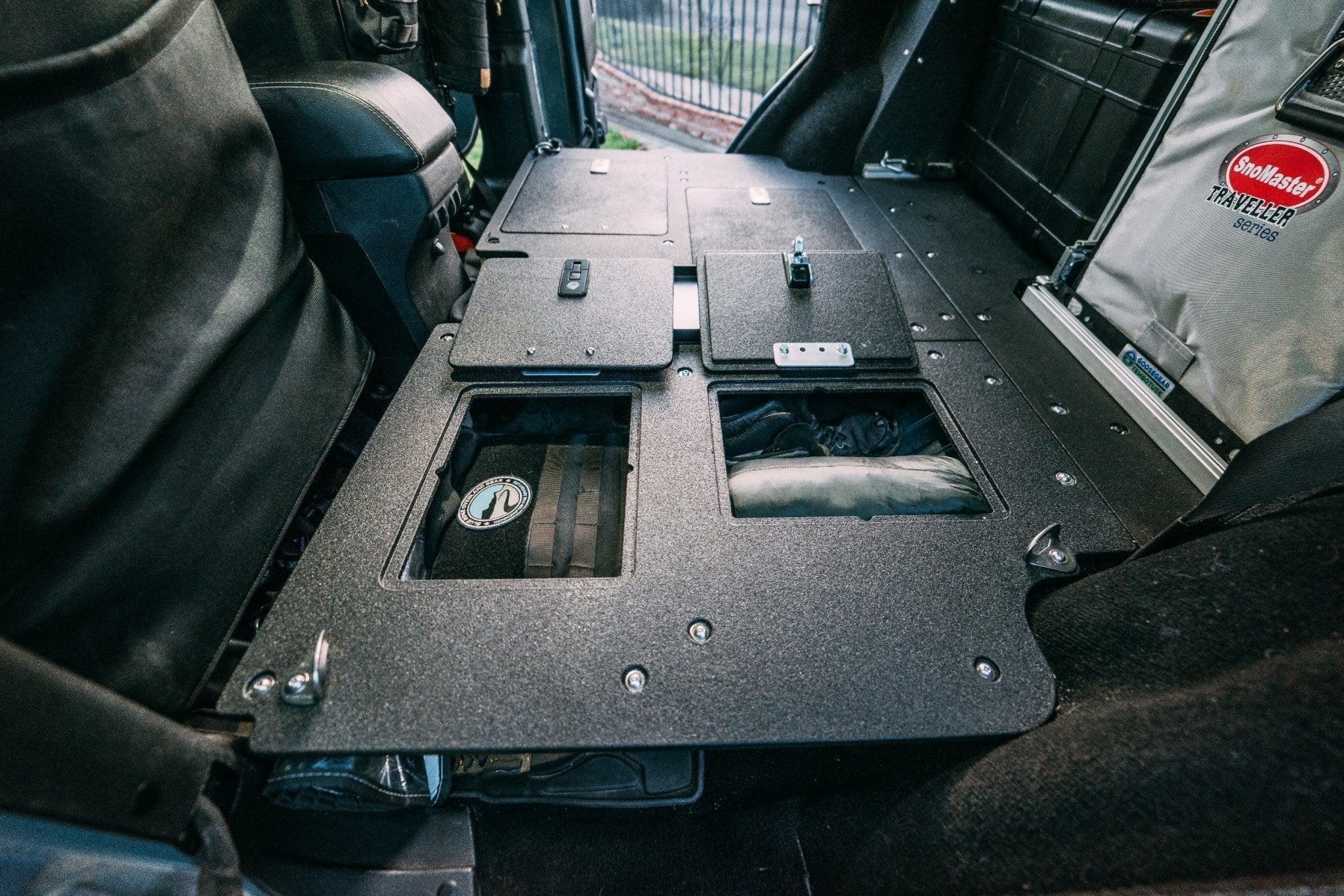 Legacy Product - Jeep Wrangler 2007 - 2018 JKU 4 Door - Second Row Seat Delete Plate System - Spirit of 1876 - Goose Gear