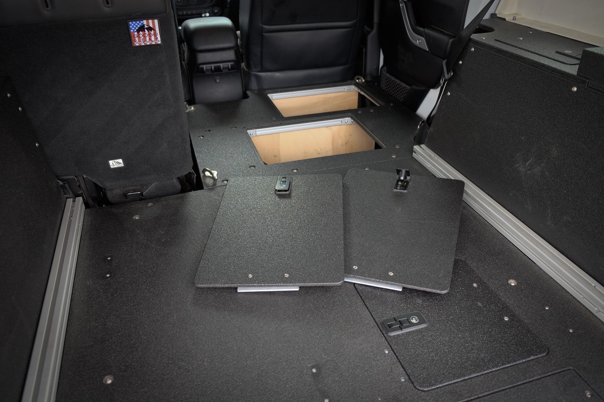 Legacy Product - Jeep Wrangler 2007 - 2018 JKU 4 Door - Second Row Seat Delete Plate System - Spirit of 1876 - Goose Gear