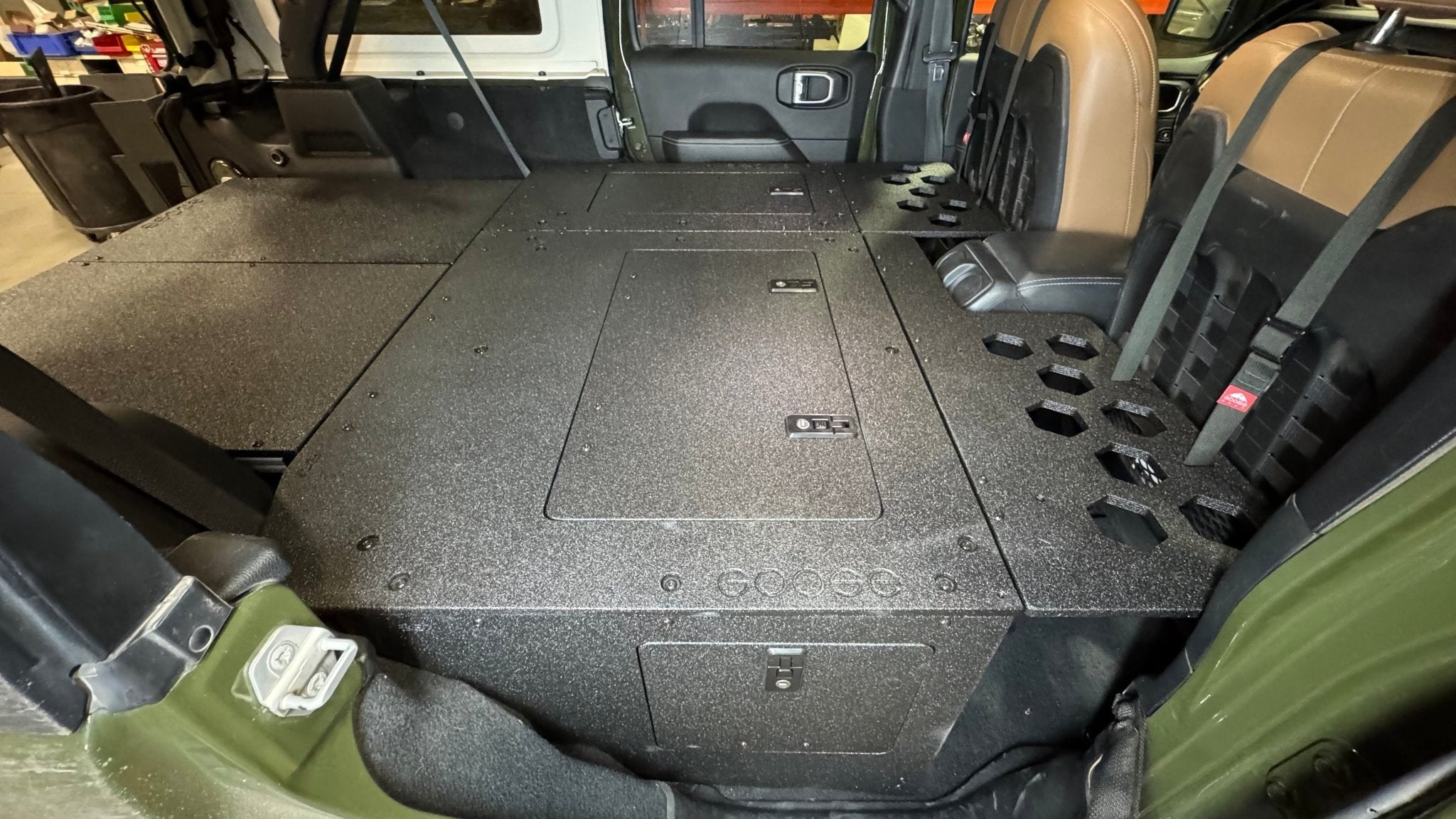 Jeep Wrangler 2018-2023 JLU 4 Door - Second Row Seat Delete Plate System - 8" or 10" Module Based - Spirit of 1876 - Goose Gear