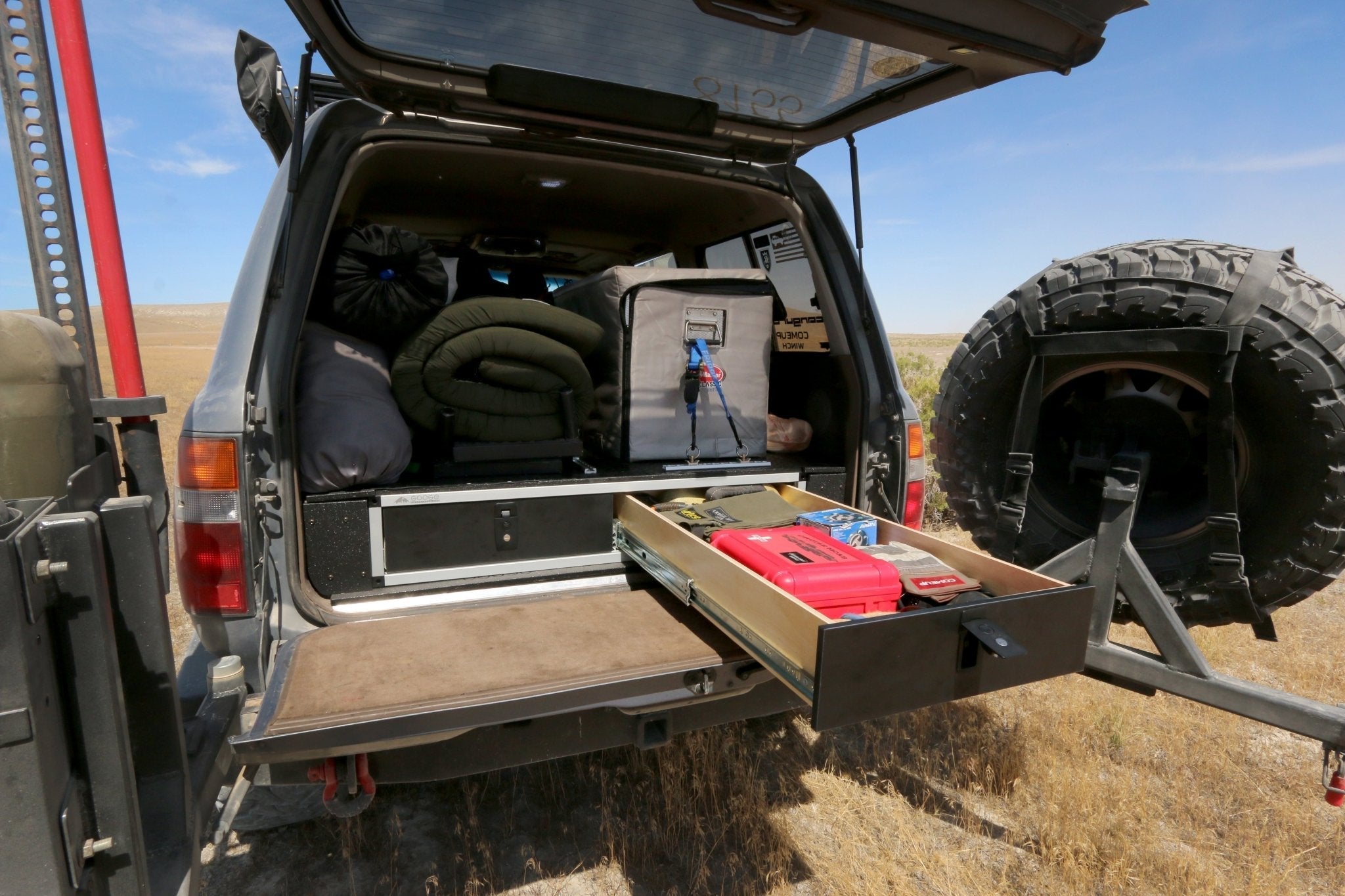 Toyota Land Cruiser 1991 - 1997 80 Series - Side x Side Drawer Module with Fitted Top Plate - 43 - 3/8" W x 8" H x 40" D - Spirit of 1876 - Goose Gear