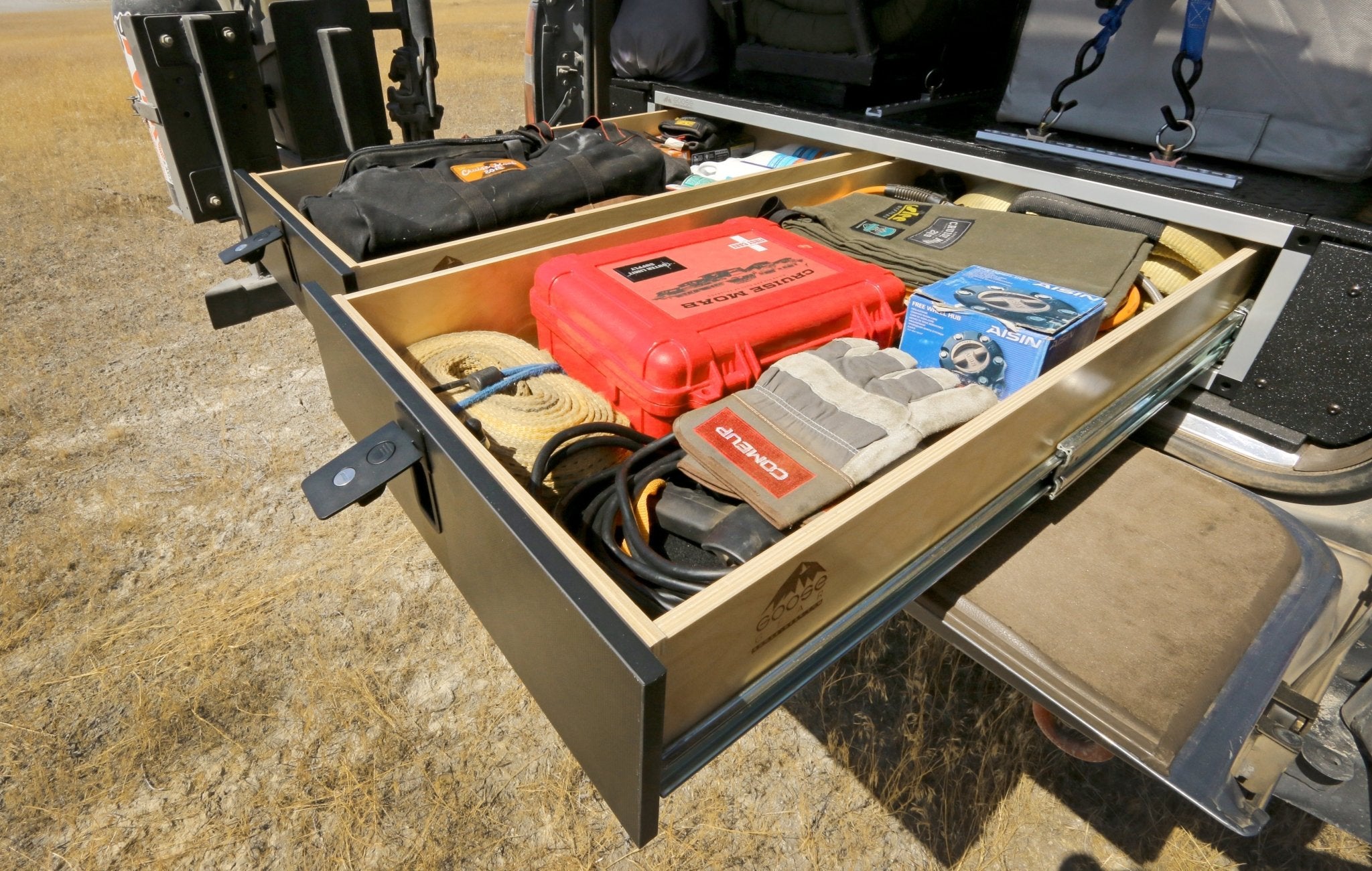 Toyota Land Cruiser 1991 - 1997 80 Series - Side x Side Drawer Module with Fitted Top Plate - 43 - 3/8" W x 8" H x 40" D - Spirit of 1876 - Goose Gear