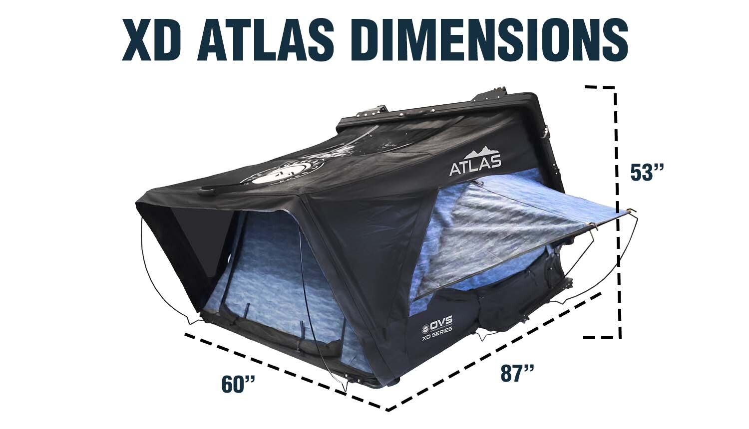 XD Atlas Cantilever ABS Hard Shell Roof Top Tent, Blue Body & Black Rainfly